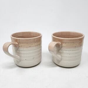 SKO Baum Hearth Mugs Stoneware Blush Pink and Cream Speckled 15 oz.